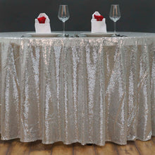 108 imches Silver Premium Sequin Round Tablecloth