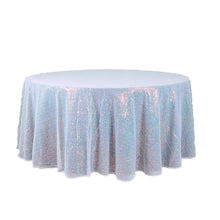 Sequin Round Tablecloth In Iridescent Blue 120 Inch