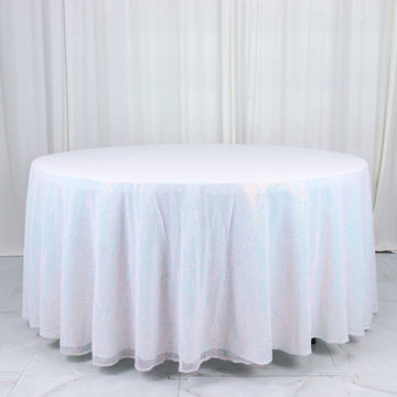 Create a Timeless and Elegant Setting with the Iridescent Blue Seamless Sequin Round Tablecloth