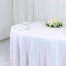Iridescent Blue Sequin Round Tablecloth 120 Inch