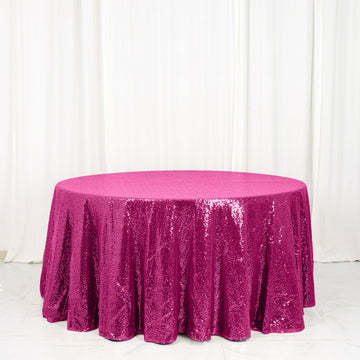 Elevate Your Event with the Fuchsia Seamless Premium Sequin Round Tablecloth 120