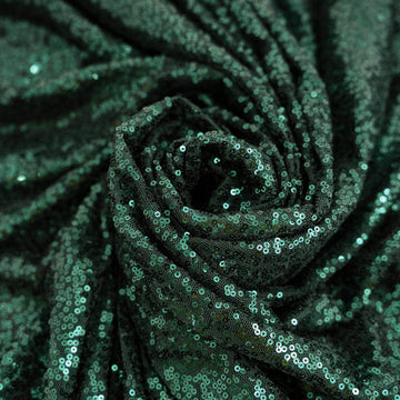 Experience Timeless Elegance with the Hunter Emerald Green Seamless Premium Sequin Round Tablecloth 120