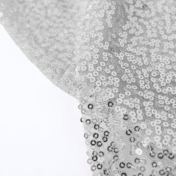 Create an Enchanting Atmosphere with the Silver Seamless Premium Sequin Round Tablecloth 120