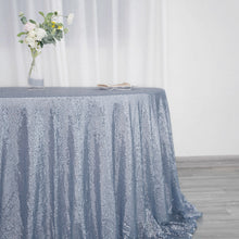Dusty Blue Seamless Sequin 132 Inch Round Tablecloth