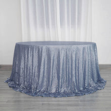 Seamless Dusty Blue Sequin 132 Inch Round Tablecloth
