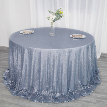 Elevate Your Event with the Dusty Blue Sequin Tablecloth