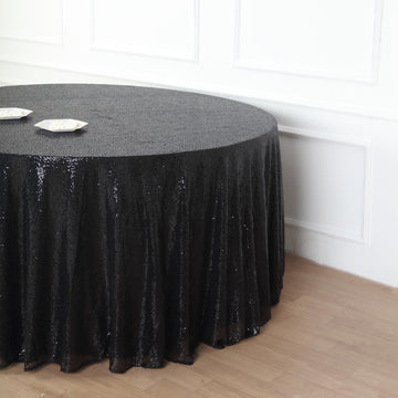 Elevate Your Event with the Black Seamless Premium Sequin Round Tablecloth
