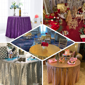 Create Unforgettable Memories with Our Sparkly Silver Round Tablecloth