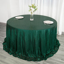Seamless Hunter Emerald Green Sequin 132 Inch Round Tablecloth
