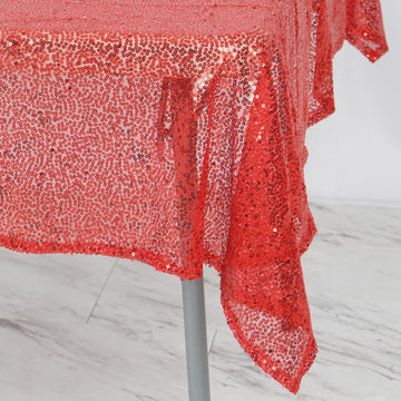 Unleash Your Creativity with the Red Seamless Premium Sequin Square Tablecloth