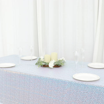 Create a Magical Atmosphere with the Iridescent Blue Seamless Premium Sequin Tablecloth