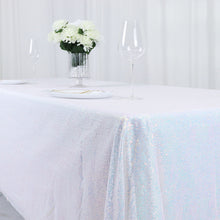 Premium 60 Inch x 102 Inch Iridescent Blue Sequin Rectangle Tablecloth