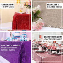 60 Inch x 102 Inch Iridescent Blue Premium Sequin Rectangle Tablecloth