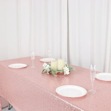 Unleash Your Creativity with the Rose Gold Seamless Premium Sequin Rectangle Tablecloth