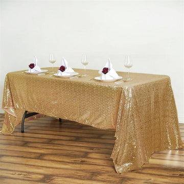 Create an Unforgettable Event with the Gold Seamless Premium Sequin Rectangle Tablecloth