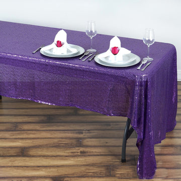 Add a Touch of Luxury with the Purple Seamless Premium Sequin Rectangle Tablecloth 60"x126"