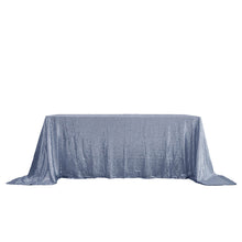 90 Inch By 132 Inch Dusty Blue Seamless Sequin Rectangle Tablecloth