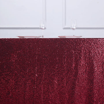 Elevate Your Event Decor with the Burgundy Seamless Premium Sequin Rectangle Tablecloth 90"x132"