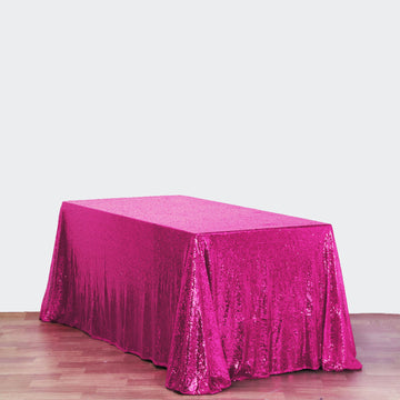 Luxury and Elegance with the Fuchsia Seamless Premium Sequin Rectangle Tablecloth 90"x132"
