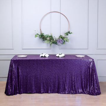 Add a Touch of Luxury with the Purple Seamless Premium Sequin Rectangle Tablecloth