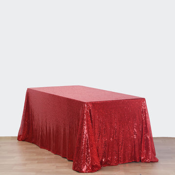 Add a Touch of Elegance with the Red Seamless Premium Sequin Rectangle Tablecloth