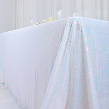 Premium 90 Inch x 156 Inch Iridescent Blue Sequin Rectangle Tablecloth