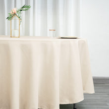 Round Beige Polyester Tablecloth 108 Inch 