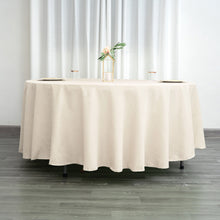 Beige Colored 108 Inch Round Polyester Tablecloth