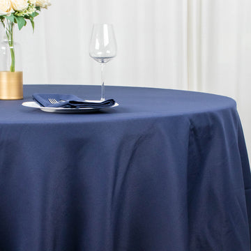 Unmatched Versatility and Durability: The Navy Blue Seamless Premium Polyester Round Tablecloth