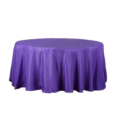 Round purple tablecloth on a white background