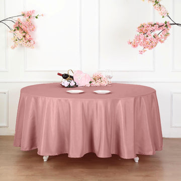 Elevate Your Event Decor with the Dusty Rose Seamless Polyester Round Tablecloth 120