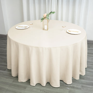 Beige Seamless Polyester Round Tablecloth 120'' for Unforgettable Events