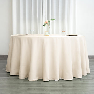 Elegant Beige Seamless Polyester Round Tablecloth 120''