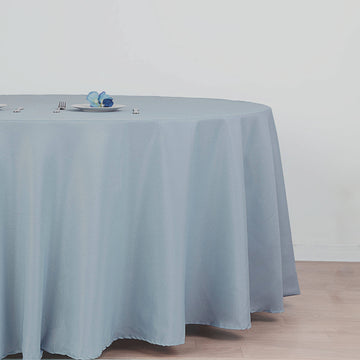 Unleash Your Creativity with the Dusty Blue Seamless Polyester Round Tablecloth 120