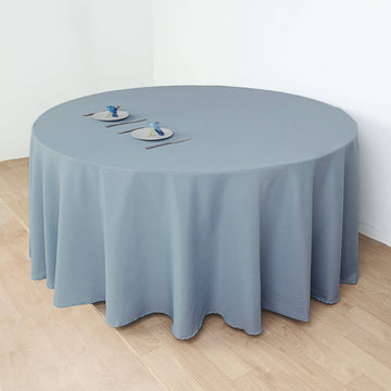 Create Timeless Elegance with the Dusty Blue Seamless Polyester Round Tablecloth 120