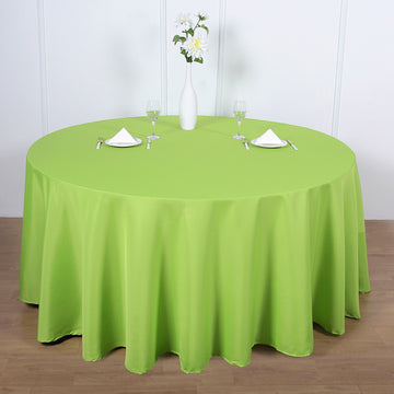 Experience Unmatched Style with the Apple Green Seamless Polyester Round Tablecloth