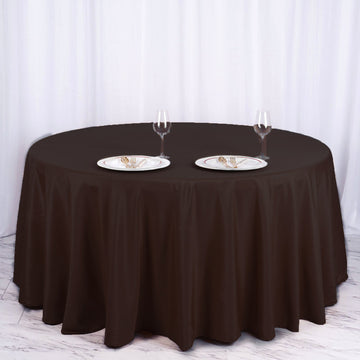 Elegant Chocolate Seamless Polyester Round Tablecloth for a Festive Look