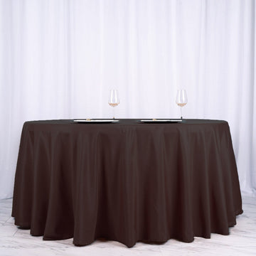 Create a Stunning Event Setup with the Chocolate Seamless Polyester Round Tablecloth