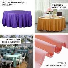 Round 120 Inch Polyester Tablecloth in Yellow Color