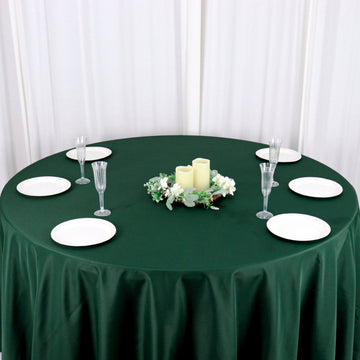 Create a Stunning Table Setting with the Hunter Emerald Green Seamless Polyester Round Tablecloth 120