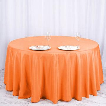 Create a Stunning Tablescape with the Orange Seamless Polyester Round Tablecloth 120