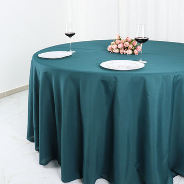 Peacock Teal Seamless Polyester Round Tablecloth 120
