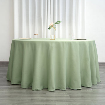 Elevate Your Event with the Sage Green Seamless Polyester Round Tablecloth 120