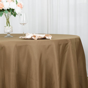 Taupe Seamless Polyester Round Tablecloth 120