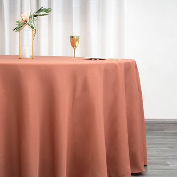 Enhance Your Event Décor with Terracotta (Rust) Round Tablecloth