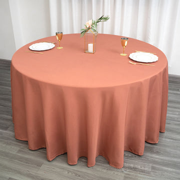 Terracotta (Rust) Seamless Polyester Round Tablecloth 120