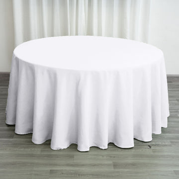 White Seamless Polyester Round Tablecloth 120 for Elegant Celebrations