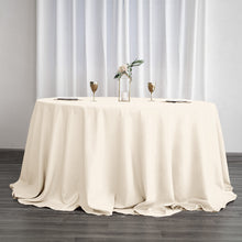 Beige Seamless Polyester Round Tablecloth 132inch