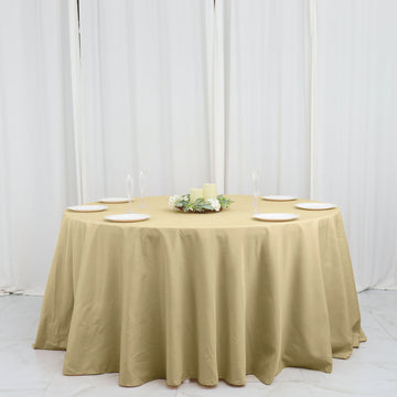 Champagne Seamless Polyester Round Tablecloth 132