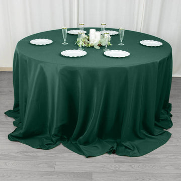 Introducing the Hunter Emerald Green Seamless Premium Polyester Round Tablecloth